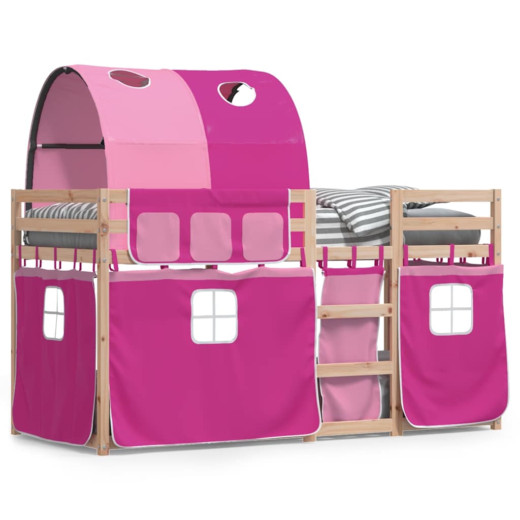 Lit superposé sans matelas rose 80x200 cm bois de pin massif - XIOS