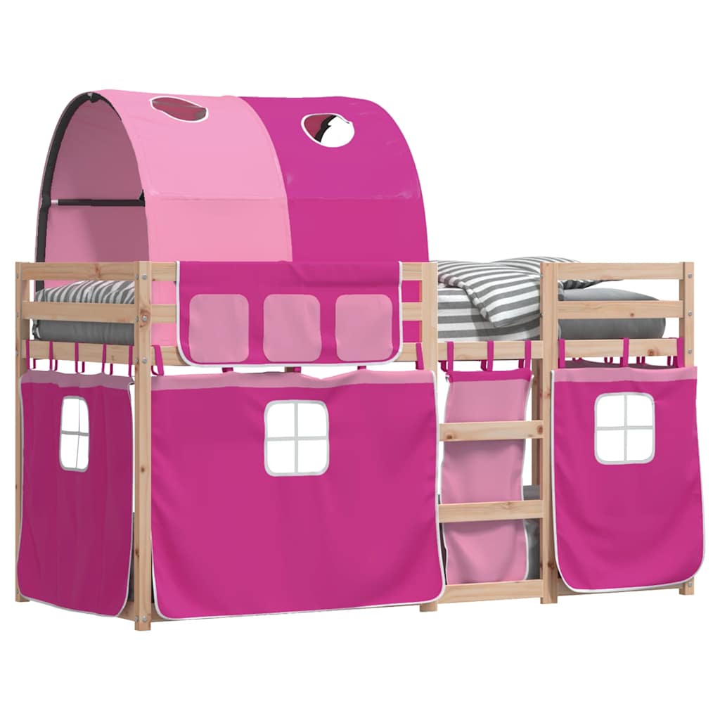 Lit superposé sans matelas rose 80x200 cm bois de pin massif - XIOS