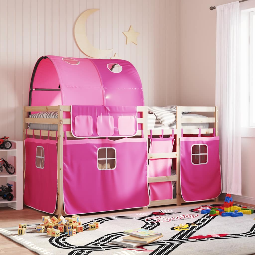 Lit superposé sans matelas rose 80x200 cm bois de pin massif - XIOS