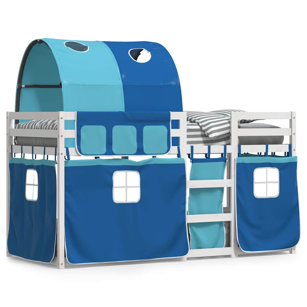 Lit superposé sans matelas bleu 80x200 cm bois de pin massif - XIOS