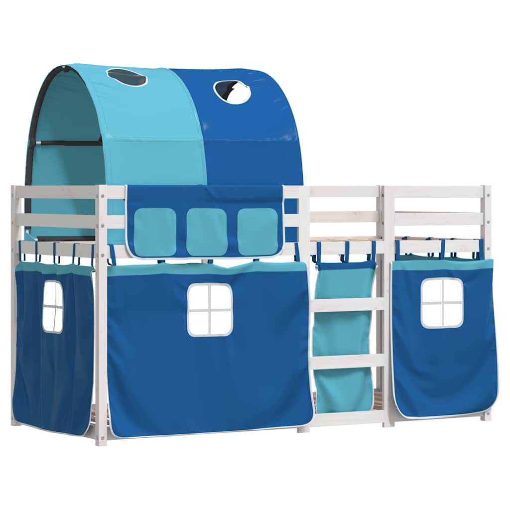 Lit superposé sans matelas bleu 80x200 cm bois de pin massif - XIOS