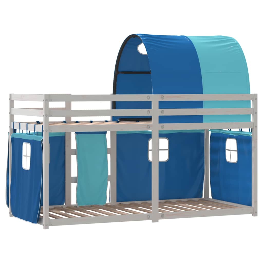 Lit superposé sans matelas bleu 80x200 cm bois de pin massif - XIOS