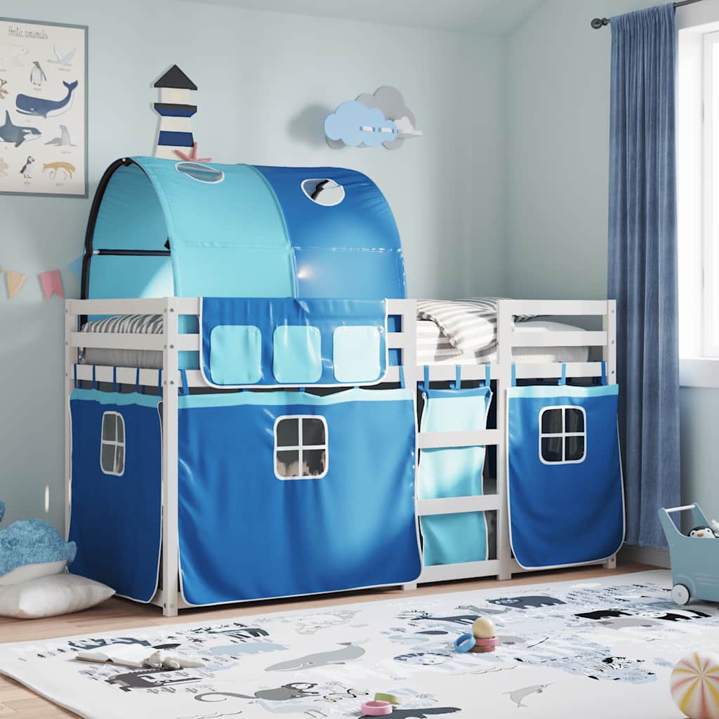 Lit superposé sans matelas bleu 80x200 cm bois de pin massif - XIOS
