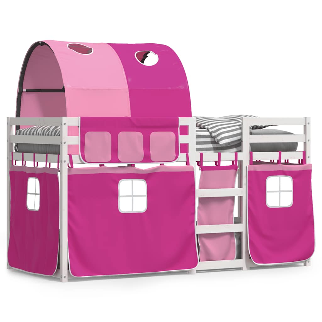 Lit superposé sans matelas rose 80x200 cm bois de pin massif - XIOS