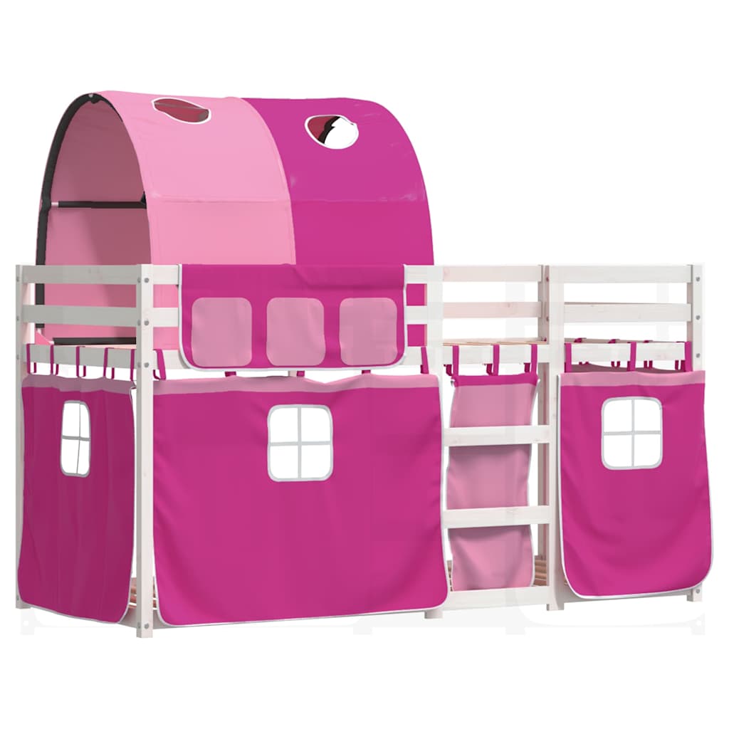 Lit superposé sans matelas rose 80x200 cm bois de pin massif - XIOS