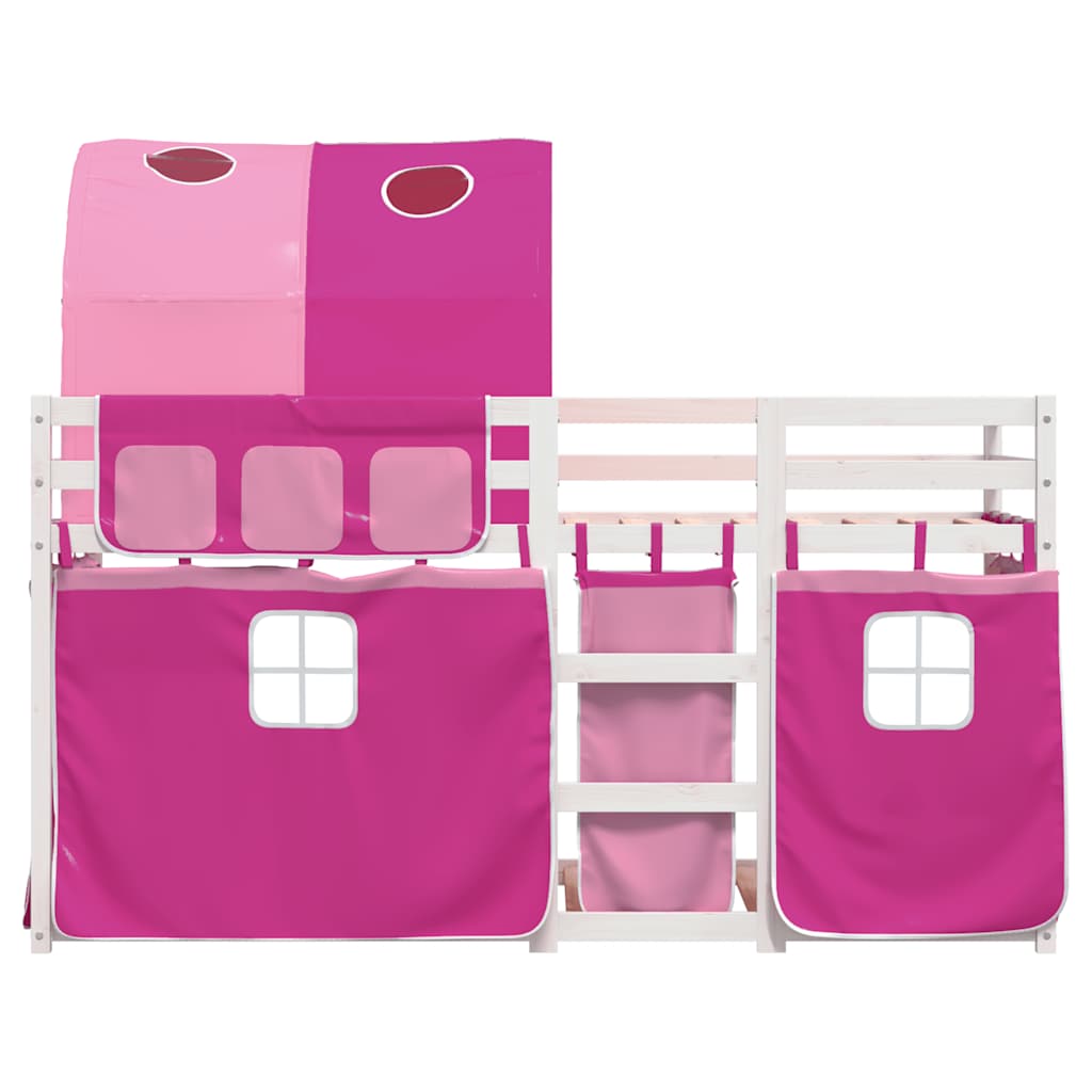 Lit superposé sans matelas rose 80x200 cm bois de pin massif - XIOS