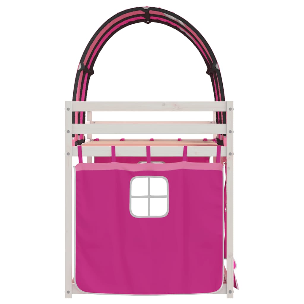 Lit superposé sans matelas rose 80x200 cm bois de pin massif - XIOS