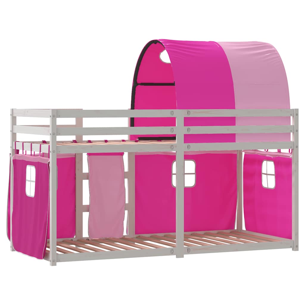 Lit superposé sans matelas rose 80x200 cm bois de pin massif - XIOS