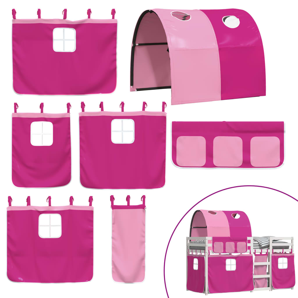 Lit superposé sans matelas rose 80x200 cm bois de pin massif - XIOS