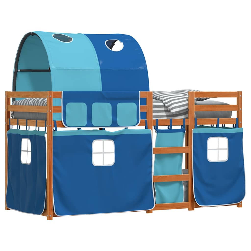 Lit superposé sans matelas bleu 80x200 cm bois de pin massif - XIOS