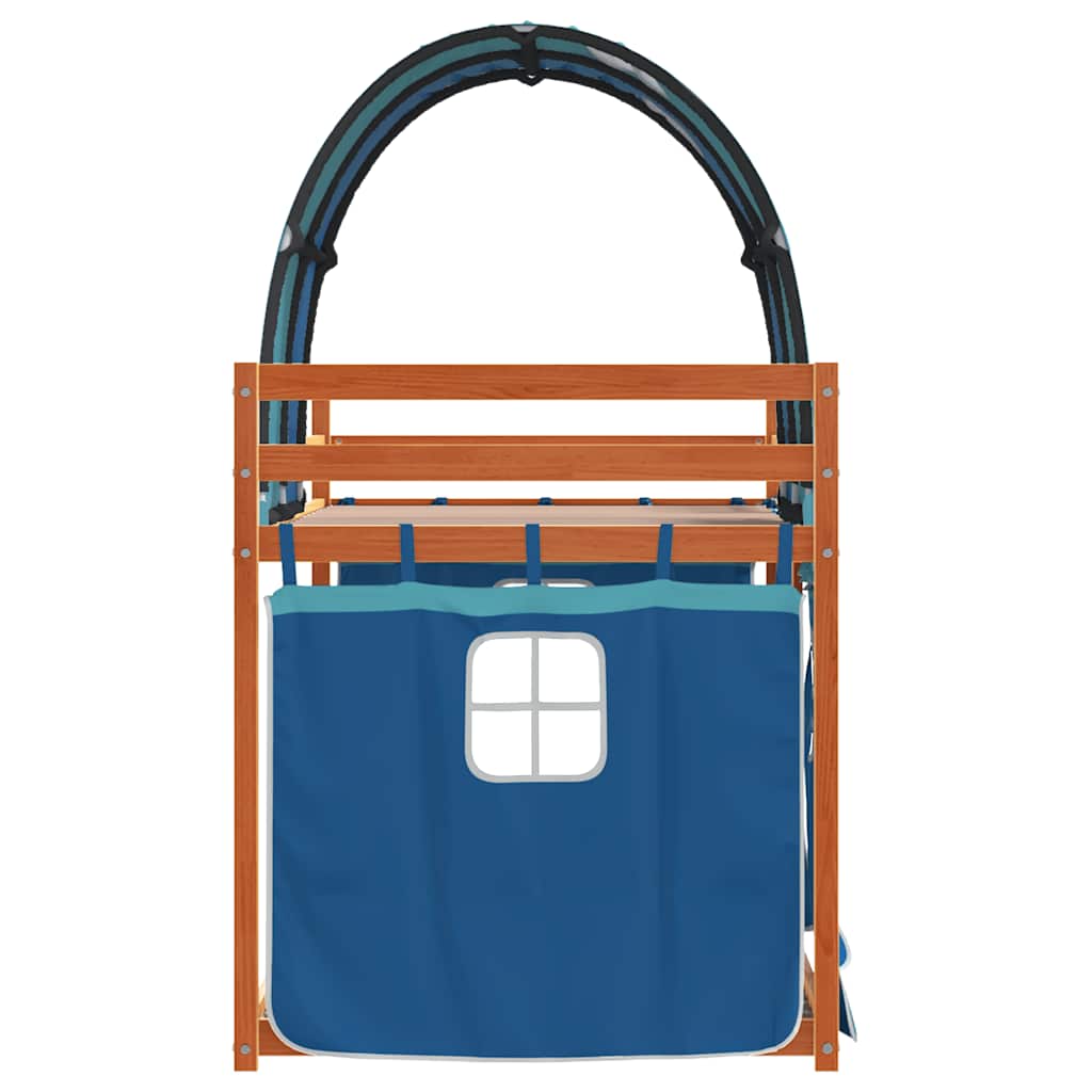 Lit superposé sans matelas bleu 80x200 cm bois de pin massif - XIOS