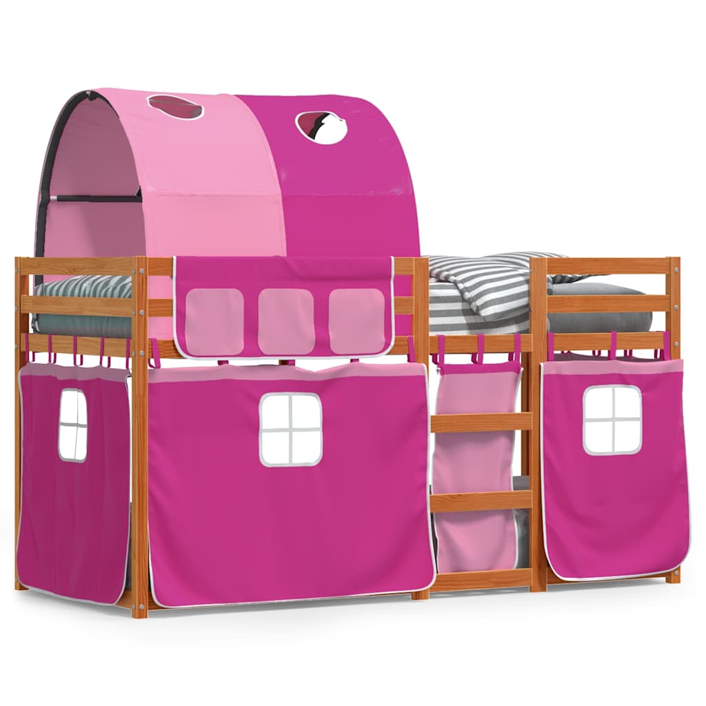 Lit superposé sans matelas rose 80x200 cm bois de pin massif - XIOS