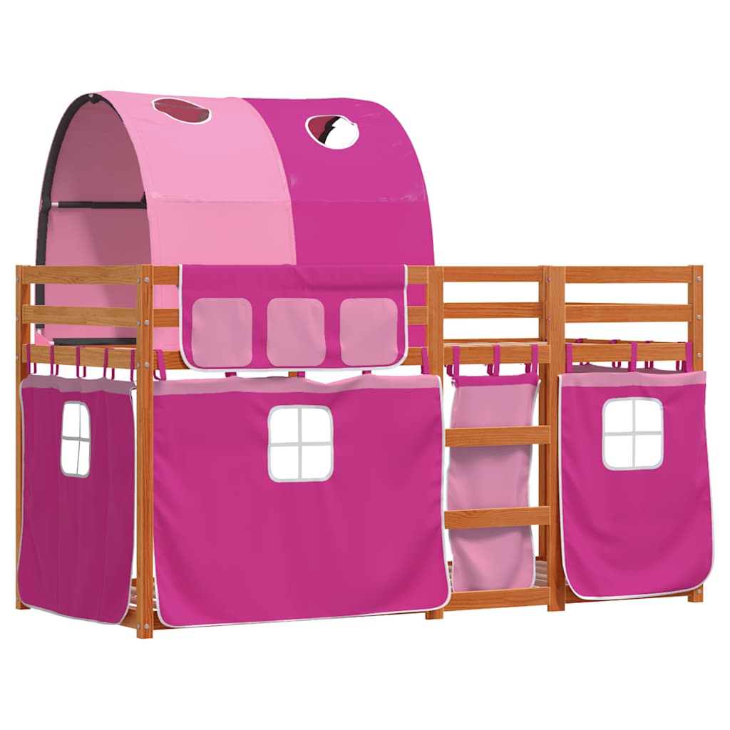 Lit superposé sans matelas rose 80x200 cm bois de pin massif - XIOS