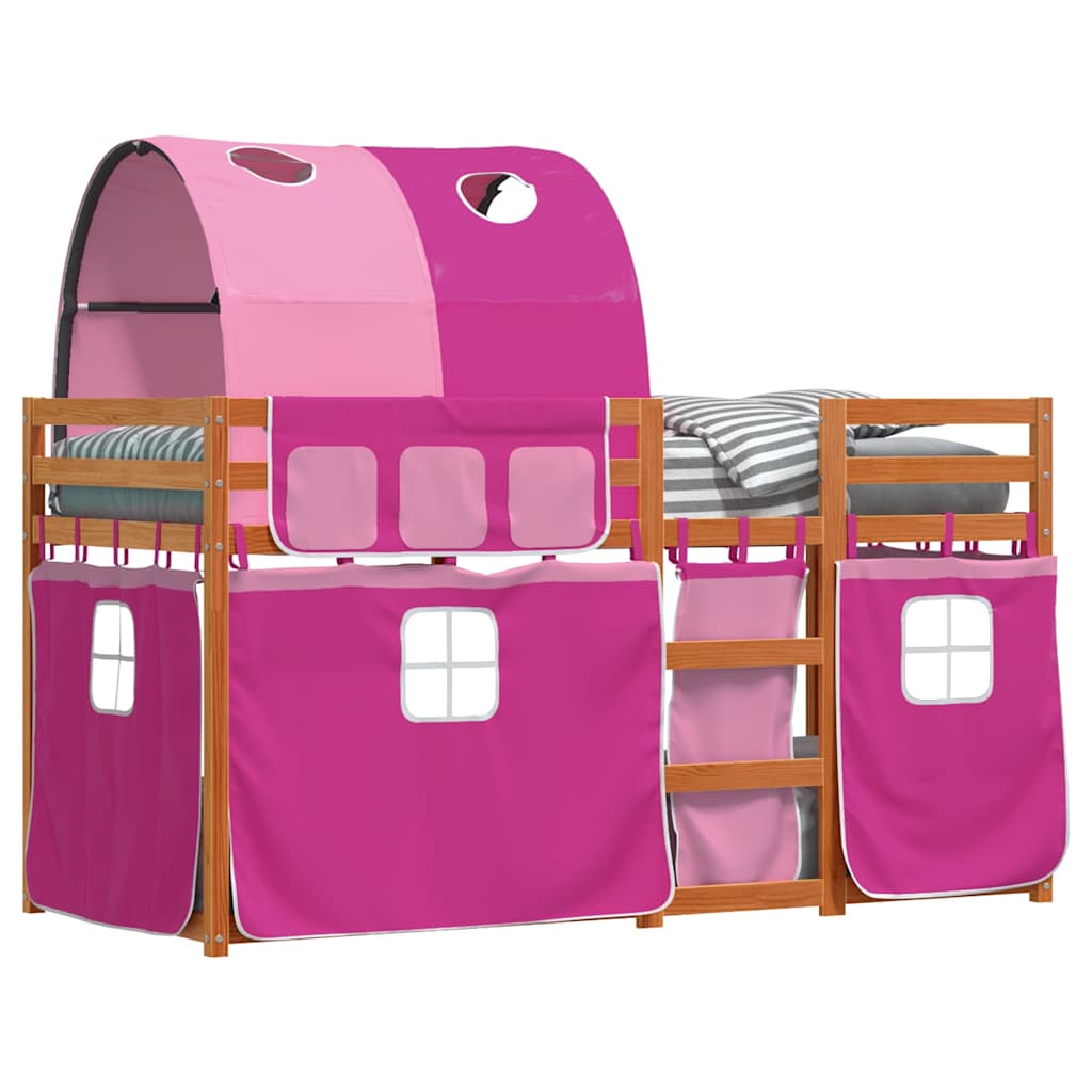 Lit superposé sans matelas rose 80x200 cm bois de pin massif - XIOS