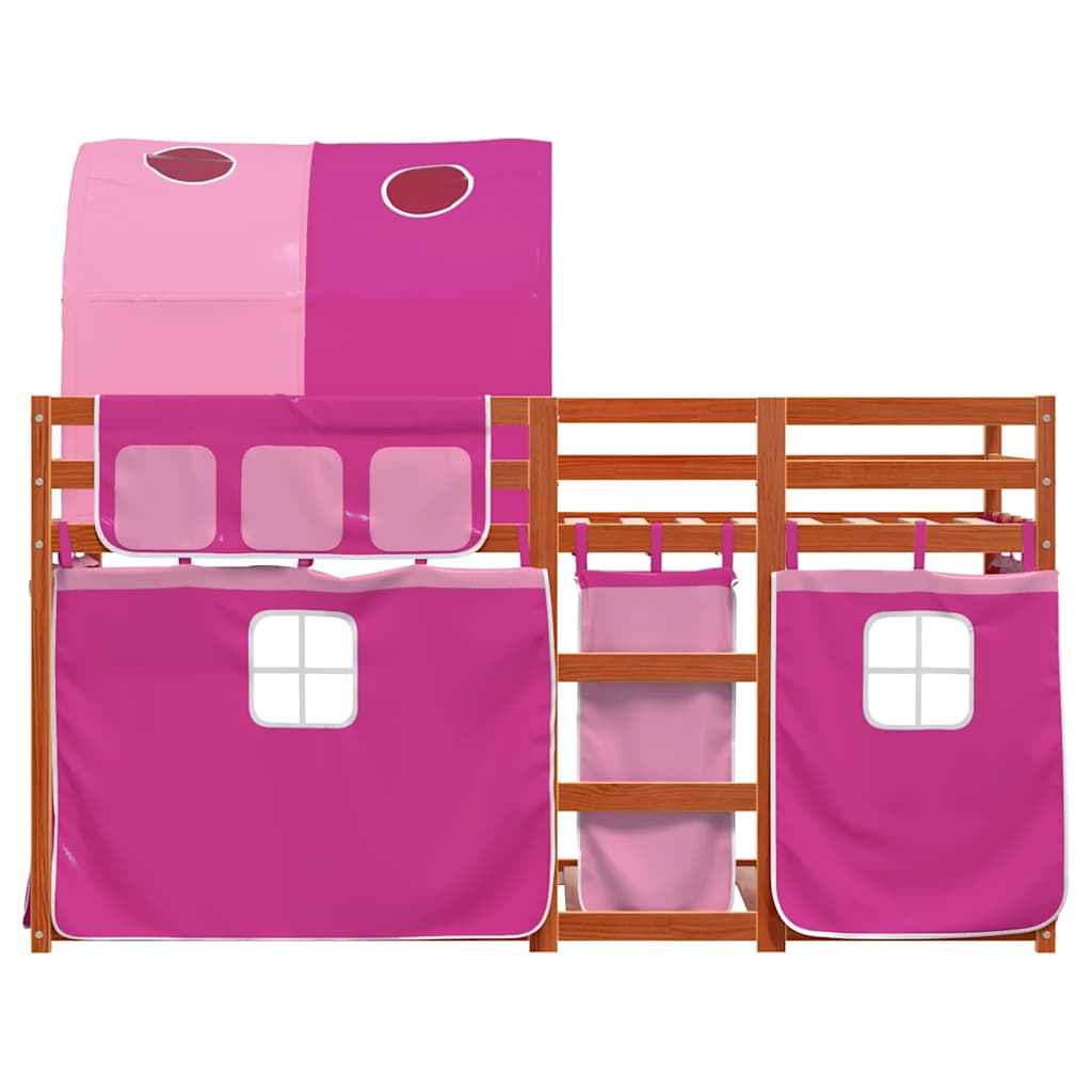 Lit superposé sans matelas rose 80x200 cm bois de pin massif - XIOS