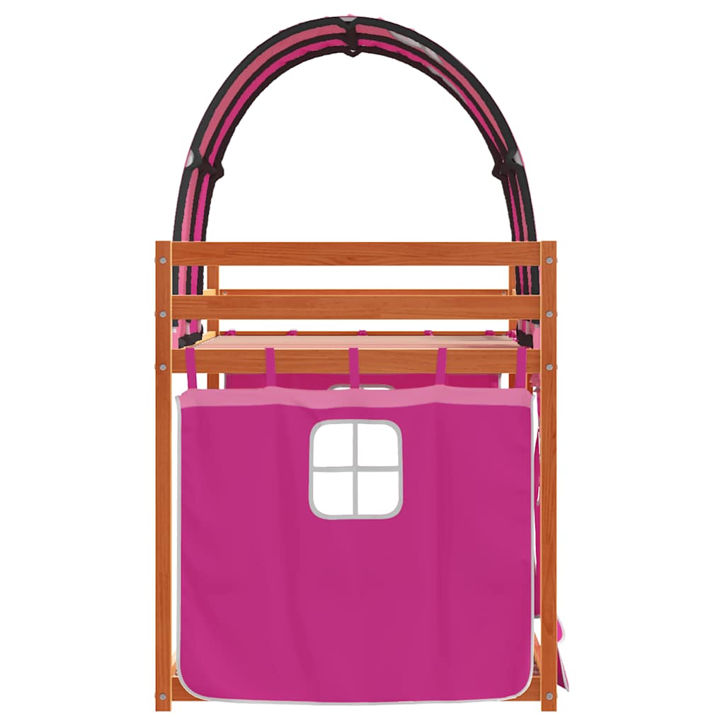 Lit superposé sans matelas rose 80x200 cm bois de pin massif - XIOS
