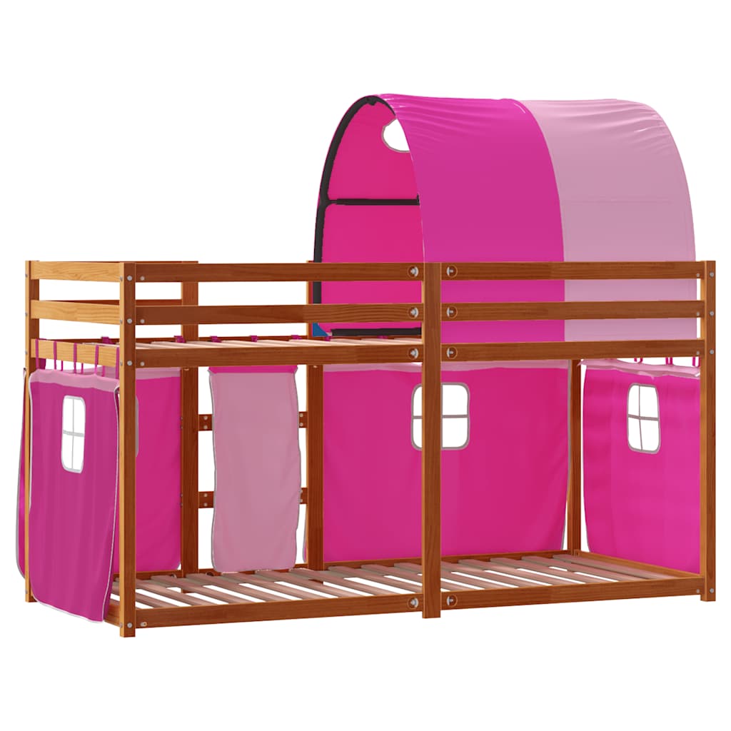 Lit superposé sans matelas rose 80x200 cm bois de pin massif - XIOS