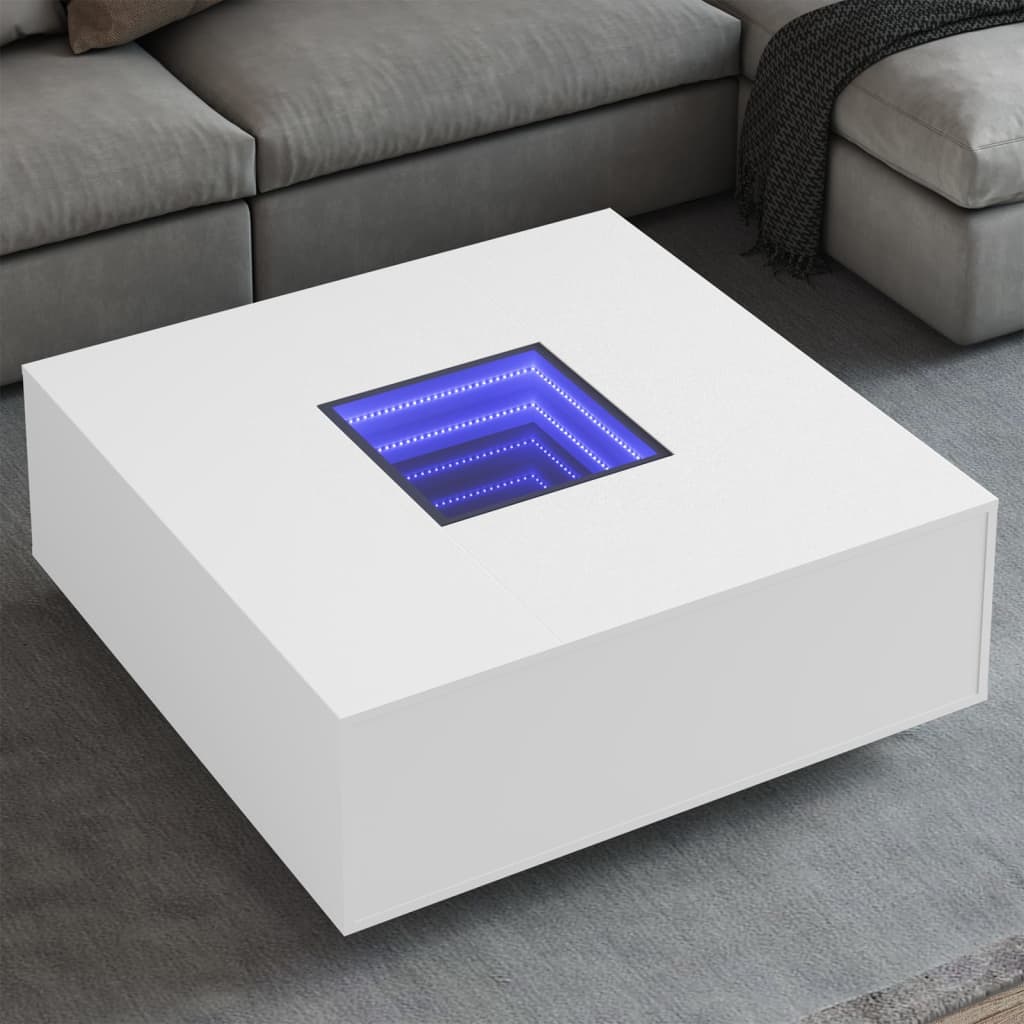 Table basse avec LED infini blanc 100x100x40 cm - XIOS