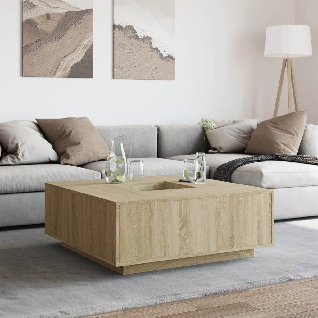 Table basse chêne sonoma 100x100x40 cm bois d'ingénierie - XIOS