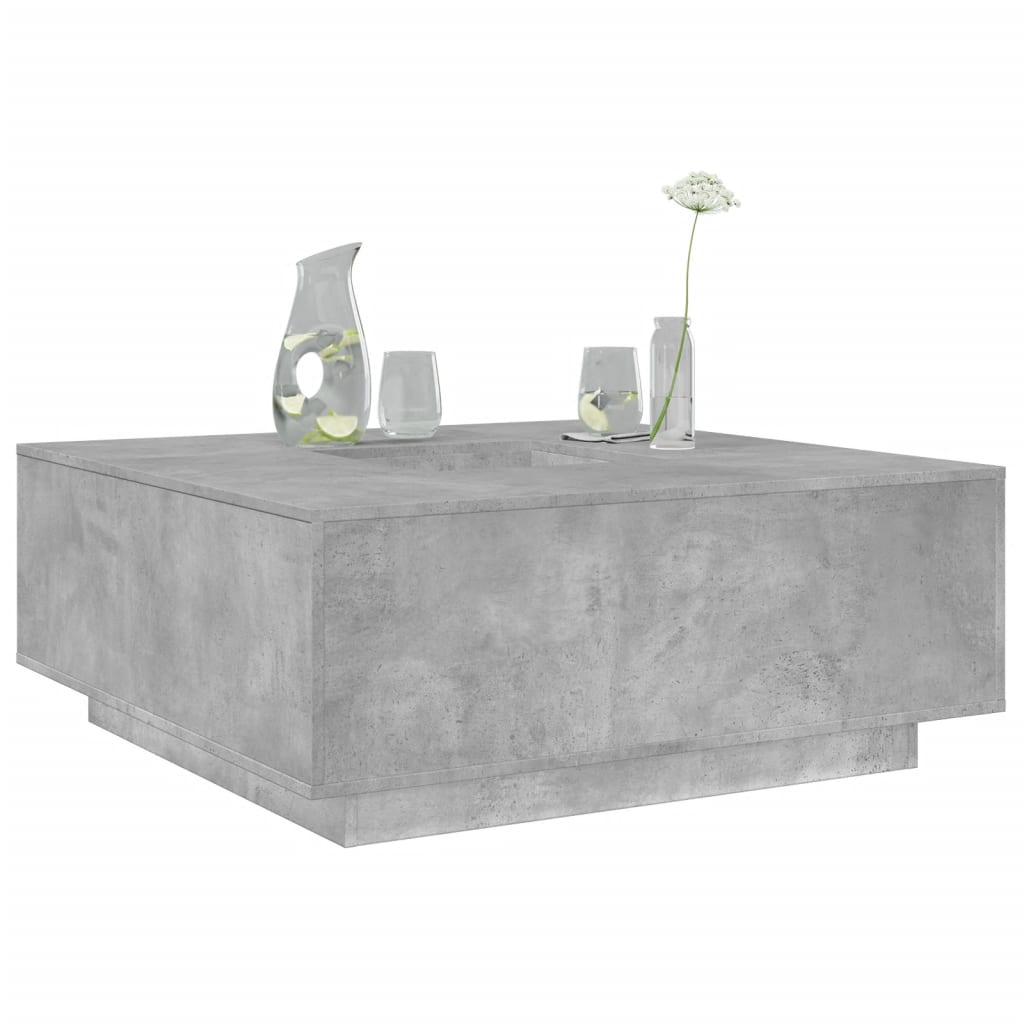 Table basse gris béton 100x100x40 cm bois d'ingénierie - XIOS