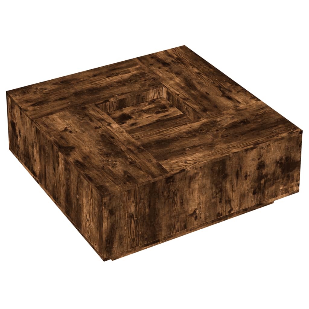 Table basse chêne fumé 100x100x40 cm bois d'ingénierie - XIOS