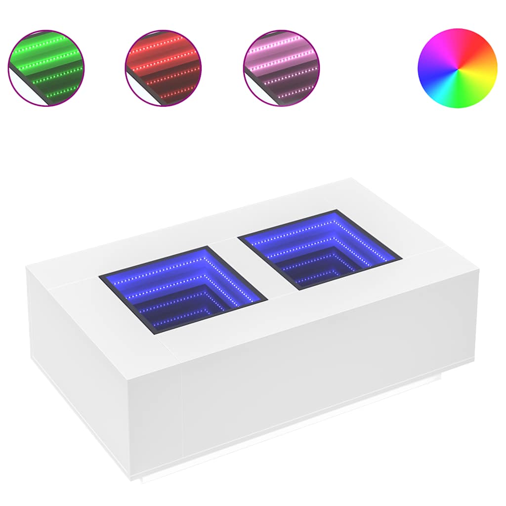 Table basse avec LED infini blanc 116x69x40 cm - XIOS