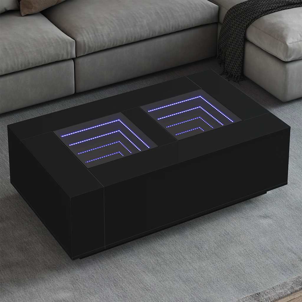 Table basse avec LED infini noir 116x69x40 cm - XIOS