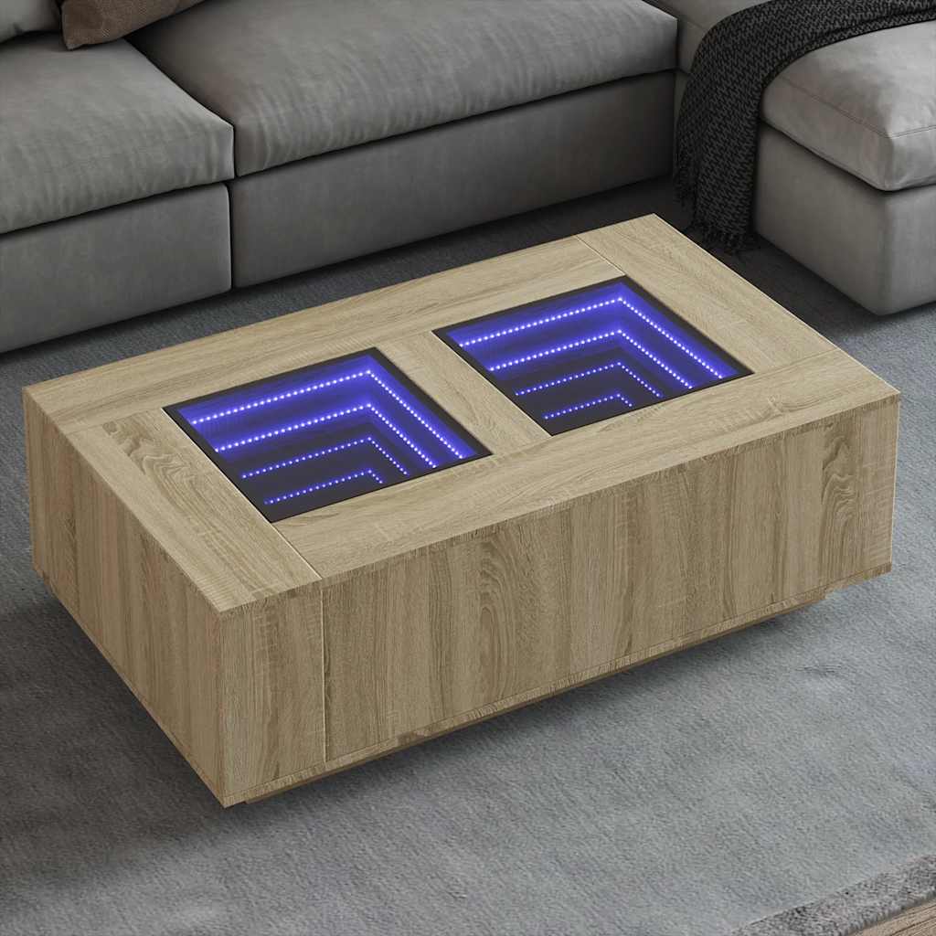 Table basse avec LED infini chêne sonoma 116x69x40 cm - XIOS