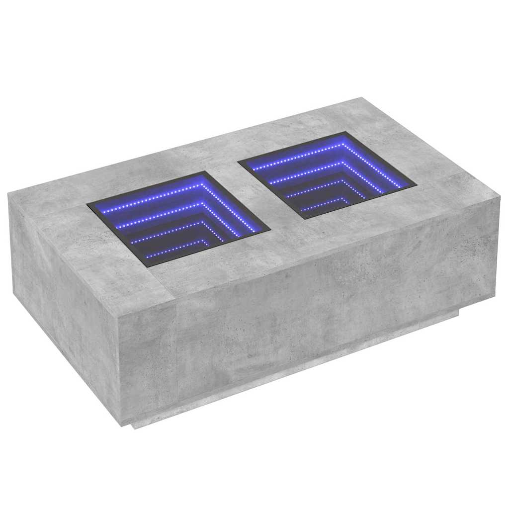 Table basse avec LED infini gris béton 116x69x40 cm - XIOS