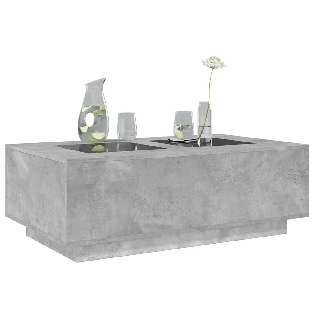 Table basse avec LED infini gris béton 116x69x40 cm - XIOS