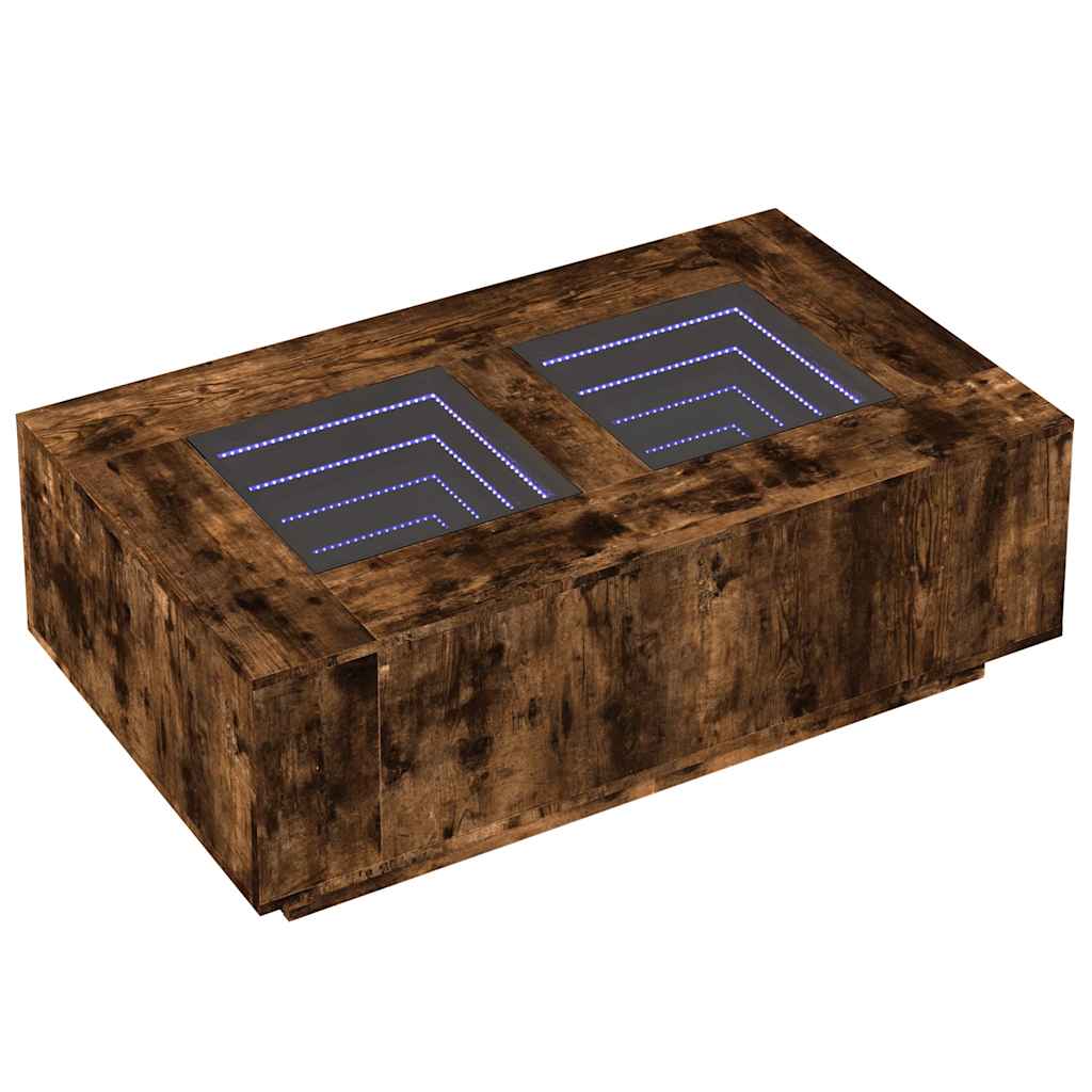 Table basse avec LED infini chêne fumé 116x69x40 cm - XIOS