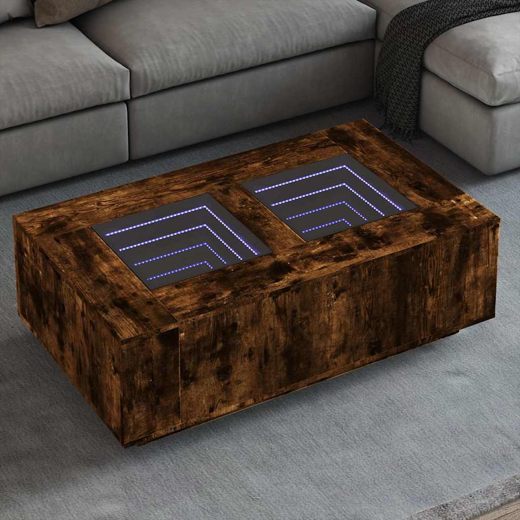 Table basse avec LED infini chêne fumé 116x69x40 cm - XIOS