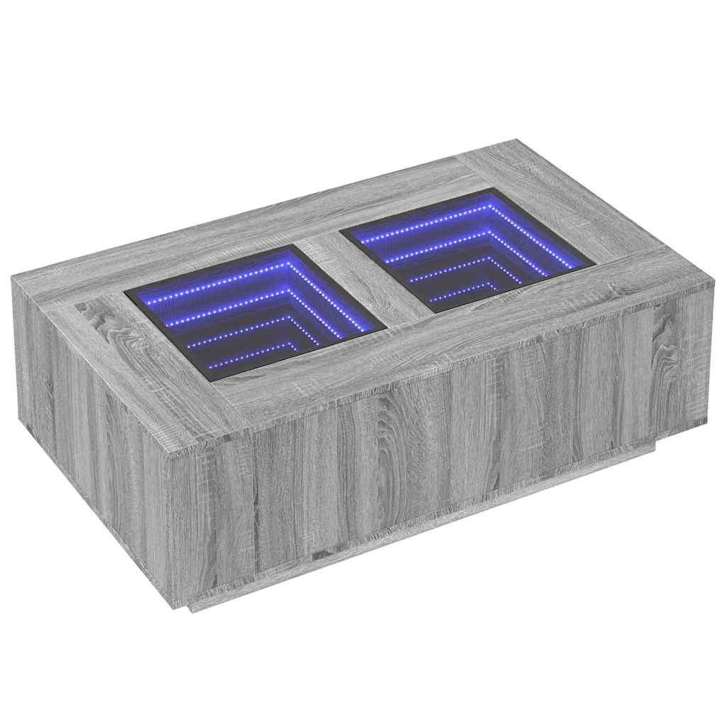 Table basse avec LED infini sonoma gris 116x69x40 cm - XIOS