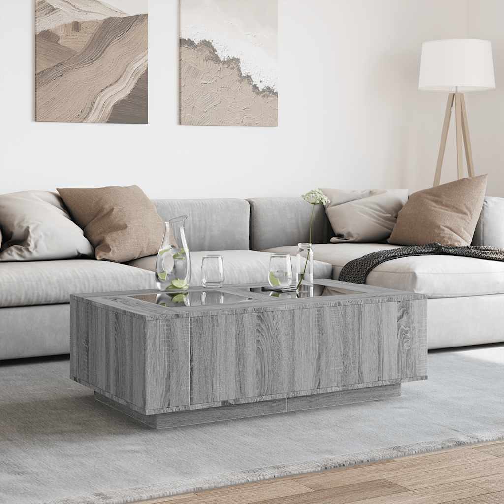 Table basse avec LED infini sonoma gris 116x69x40 cm - XIOS