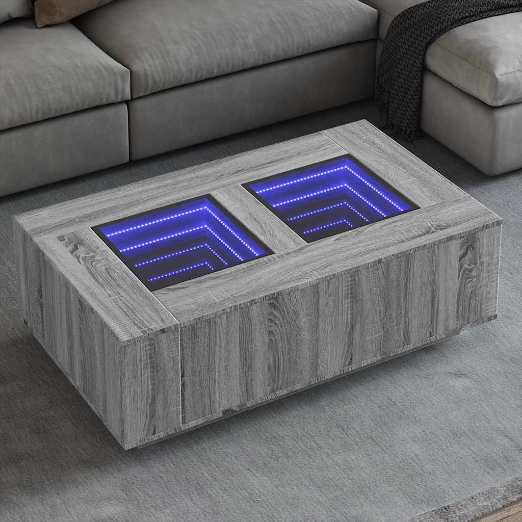 Table basse avec LED infini sonoma gris 116x69x40 cm - XIOS