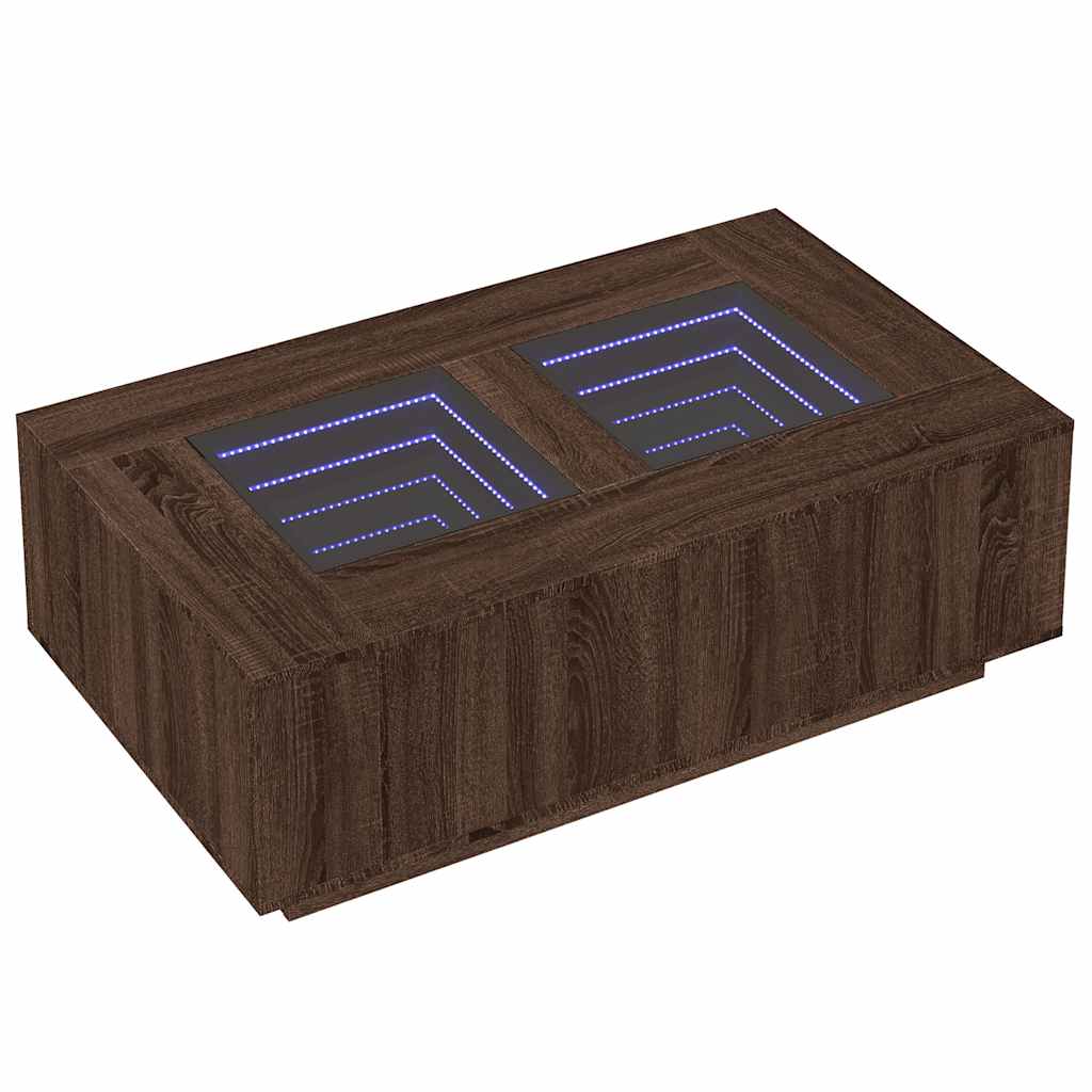 Table basse avec LED infini chêne marron 116x69x40 cm - XIOS