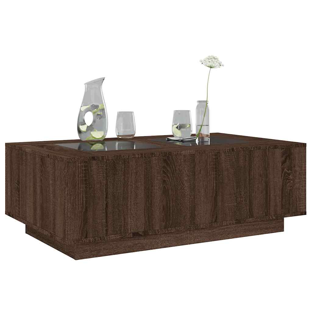 Table basse avec LED infini chêne marron 116x69x40 cm - XIOS