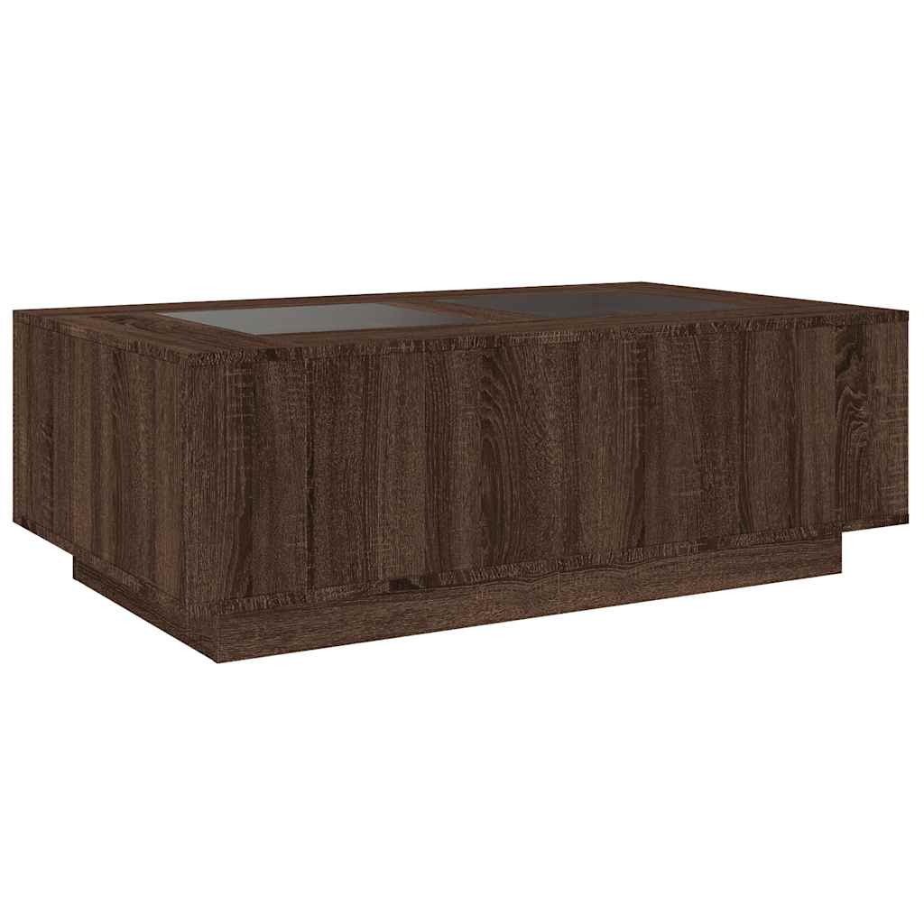 Table basse avec LED infini chêne marron 116x69x40 cm - XIOS