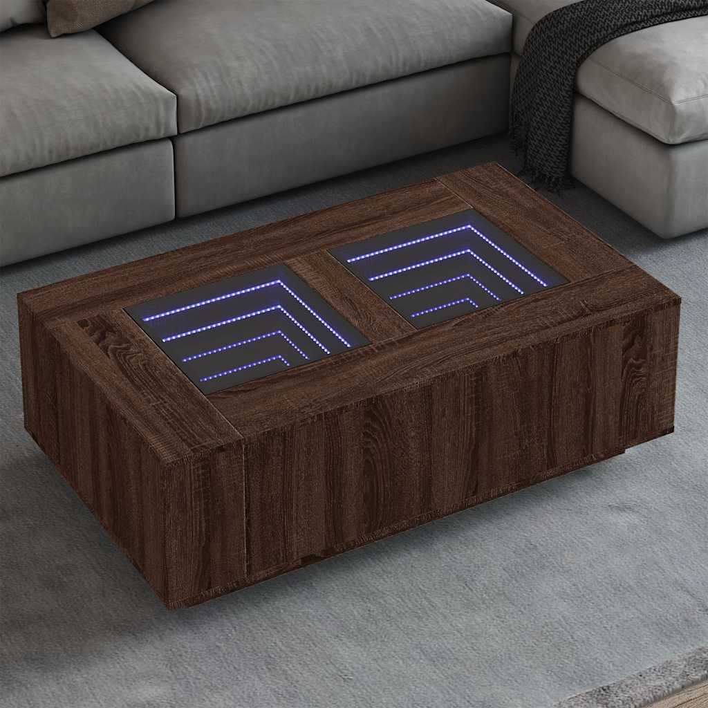 Table basse avec LED infini chêne marron 116x69x40 cm - XIOS