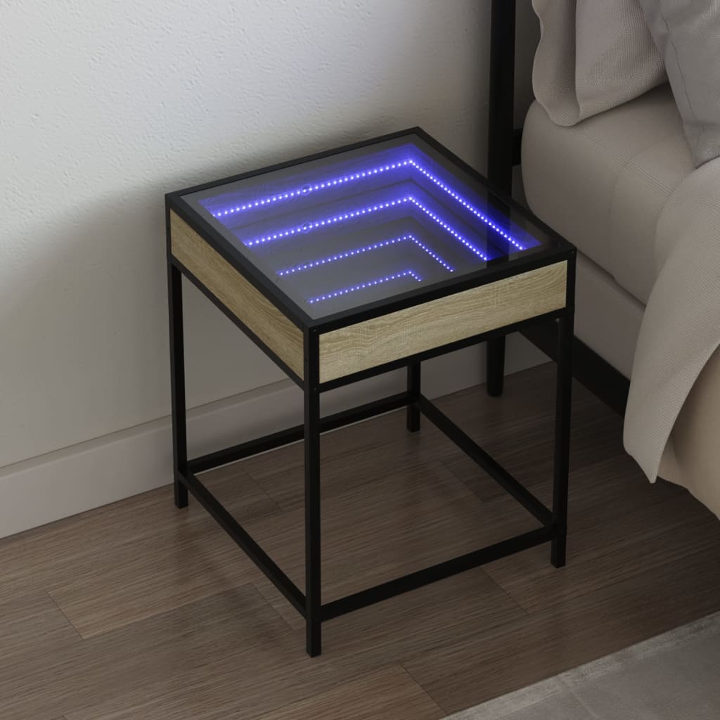 Table de chevet avec LED infini chêne sonoma 40x40x51 cm - XIOS
