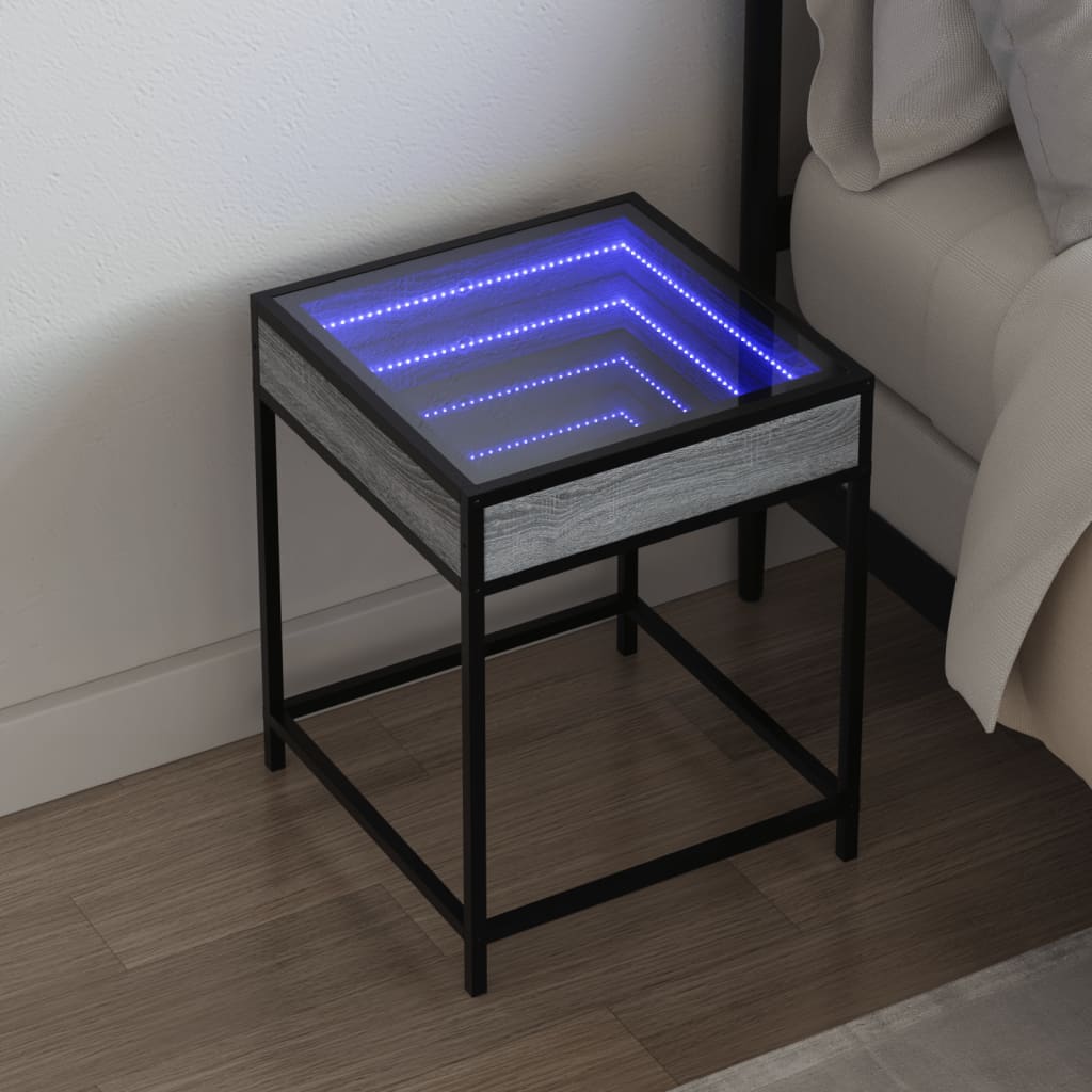 Table de chevet avec LED infini sonoma gris 40x40x51 cm - XIOS