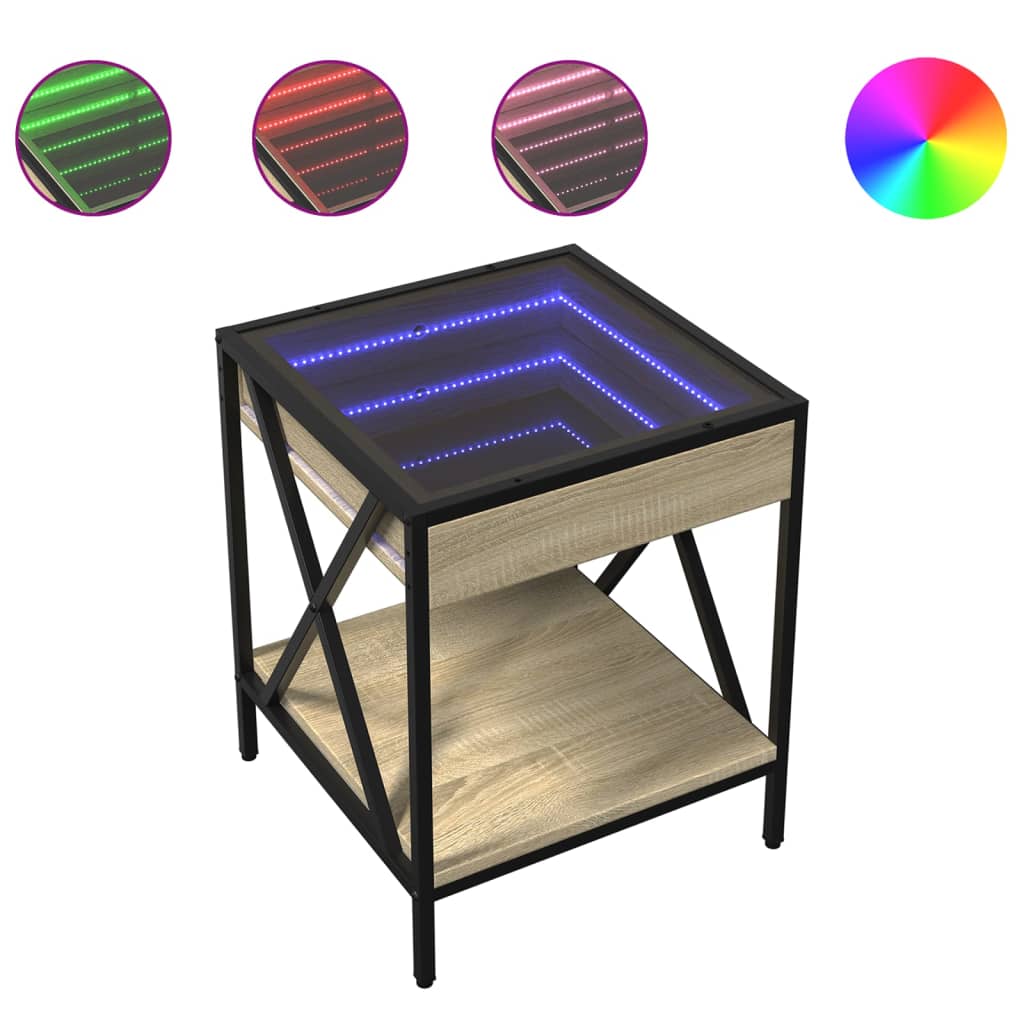 Table de chevet avec LED infini chêne sonoma 40x40x49 cm - XIOS