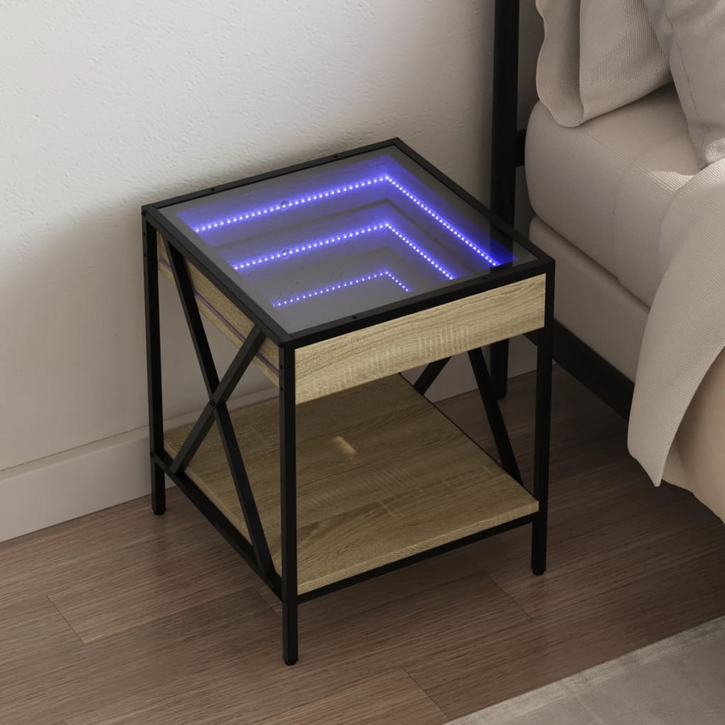 Table de chevet avec LED infini chêne sonoma 40x40x49 cm - XIOS