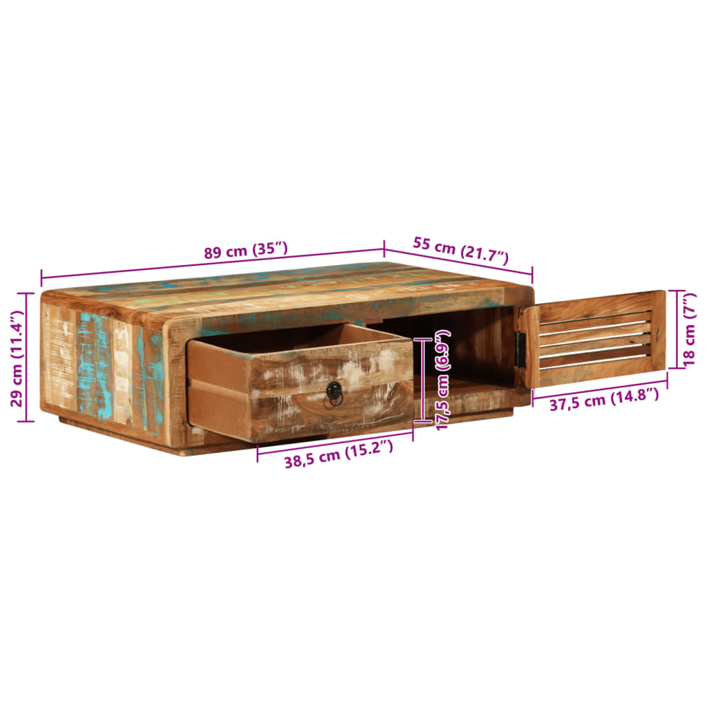 Table basse 89x55x29 cm bois de récupération massif - XIOS