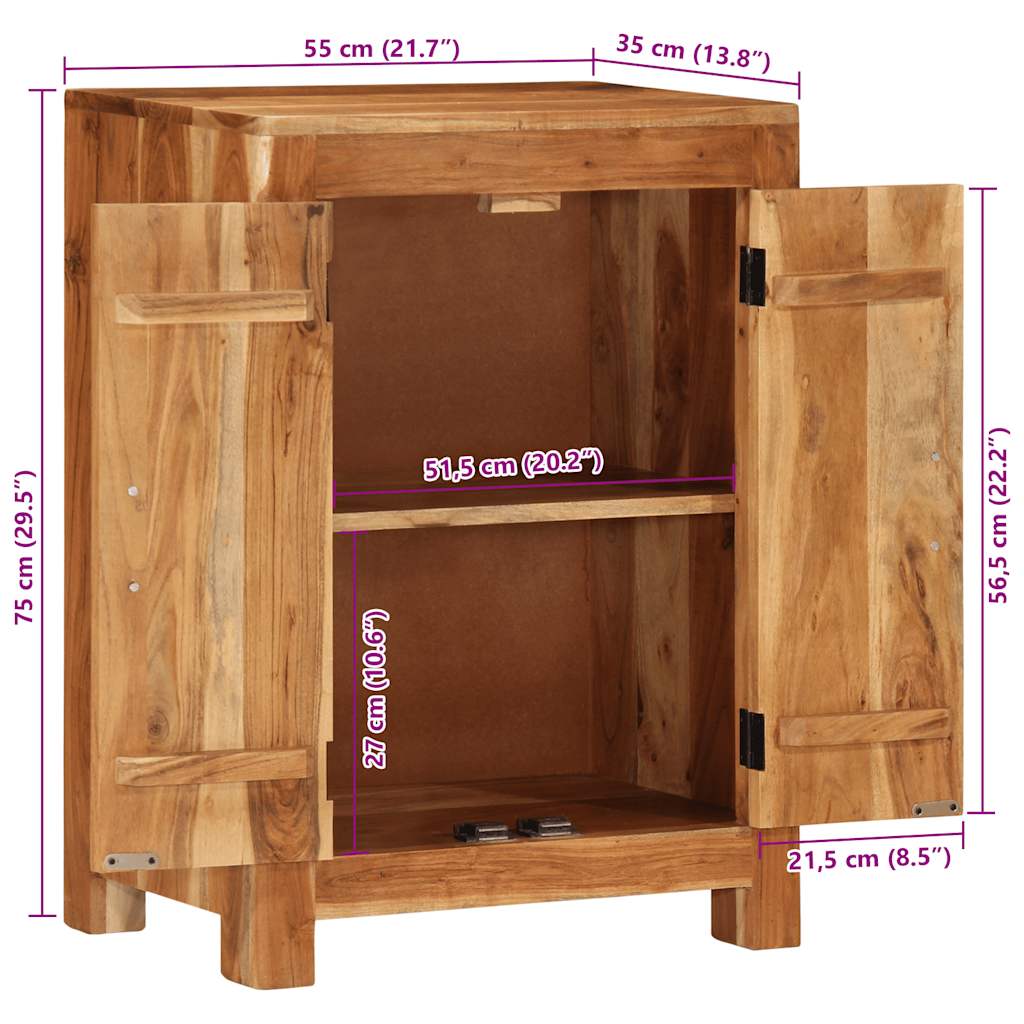 Buffet 55x35x75 cm bois massif d'acacia