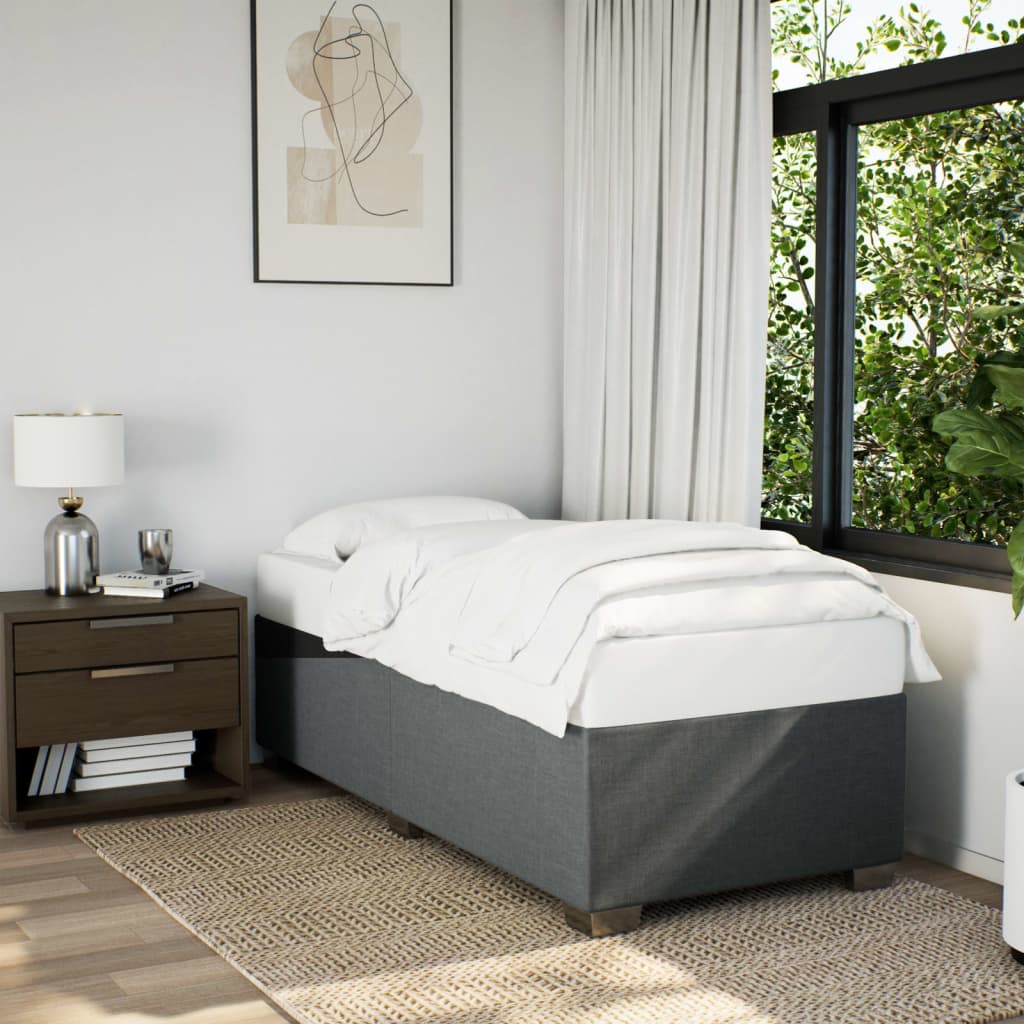 Cadre de lit sans matelas gris foncé 80x200 cm tissu - XIOS