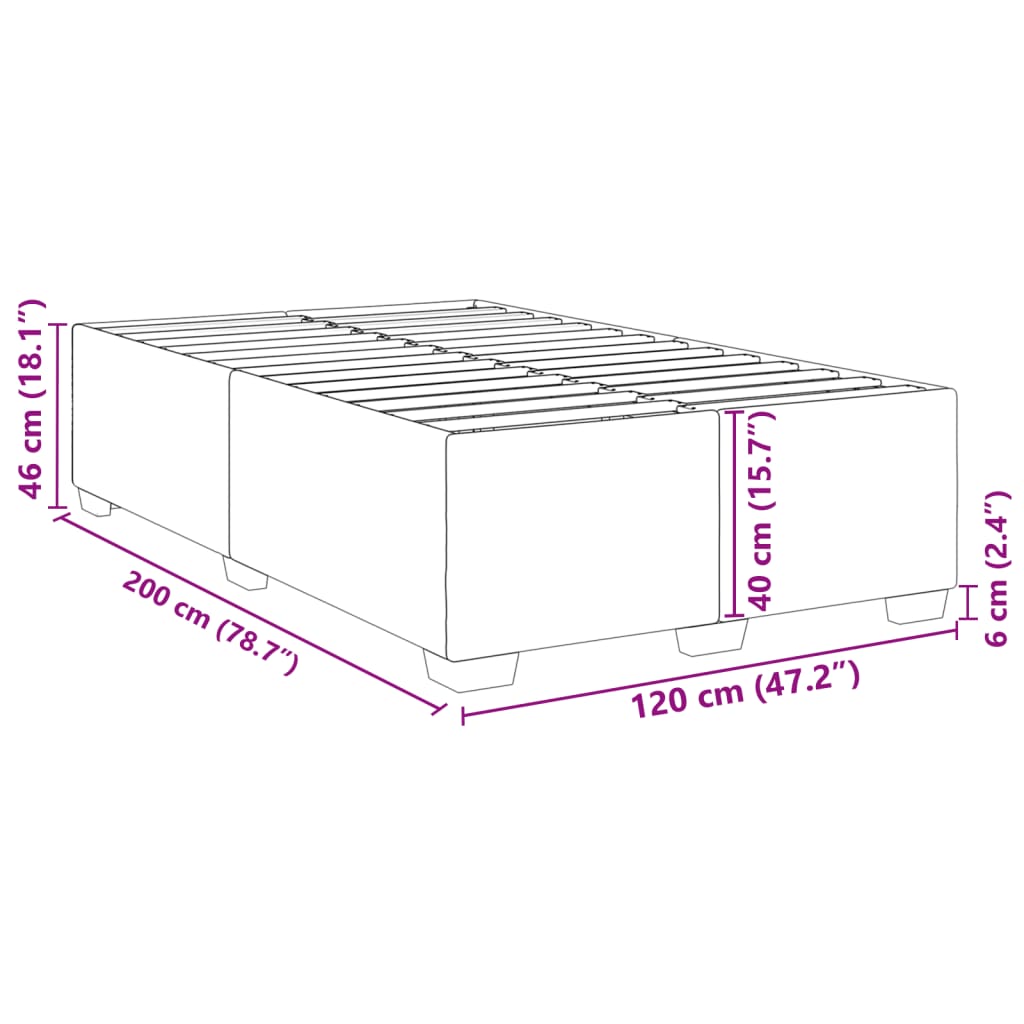 Cadre de lit sans matelas noir 120x200 cm tissu - XIOS
