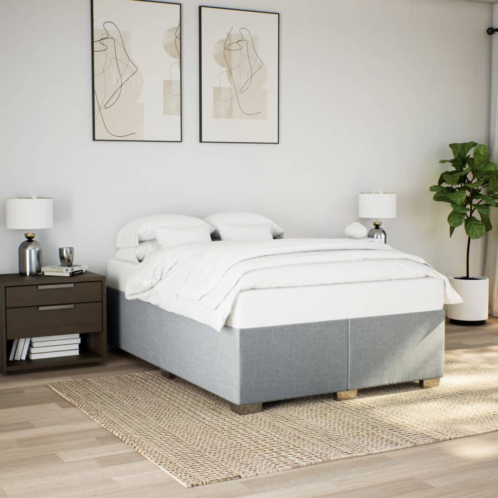 Cadre de lit sans matelas gris clair 140x190 cm tissu - XIOS