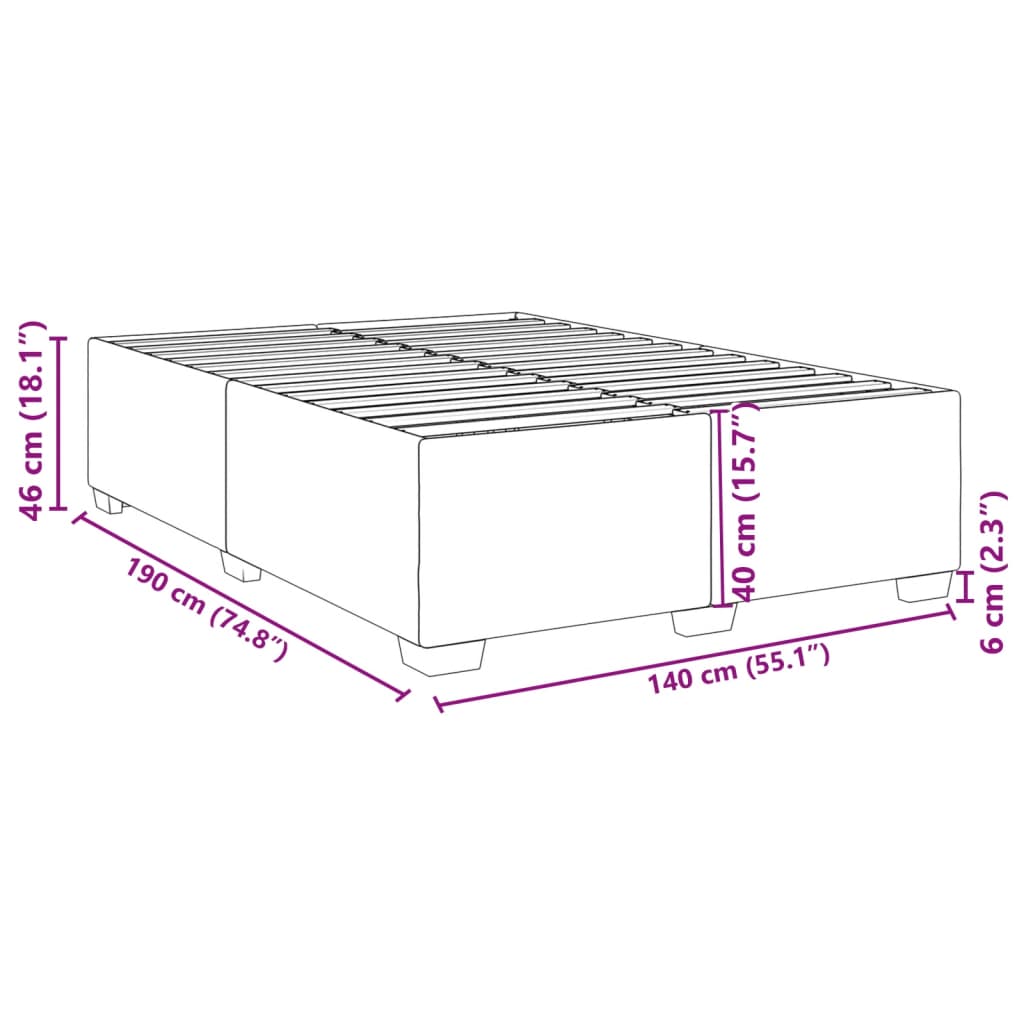 Cadre de lit sans matelas bleu 140x190 cm tissu - XIOS