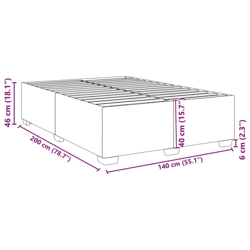 Cadre de lit sans matelas taupe 140x200 cm tissu - XIOS